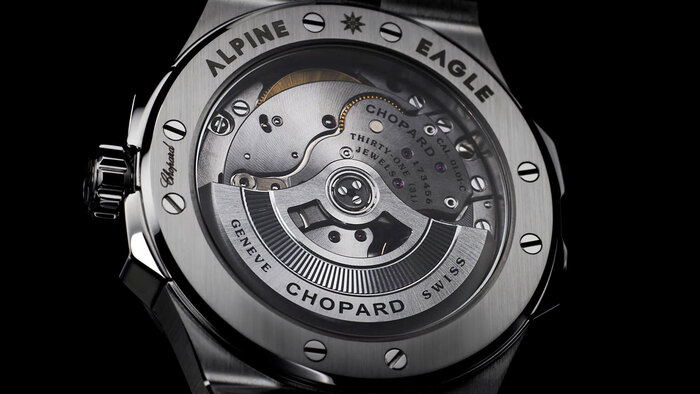 The Chopard logos (script and sans) use custom-drawn letters. The serif (“GENEVE SWISS”) is .