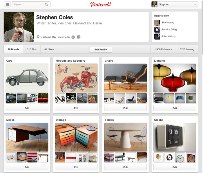 Pinterest.com (2013 redesign) 3