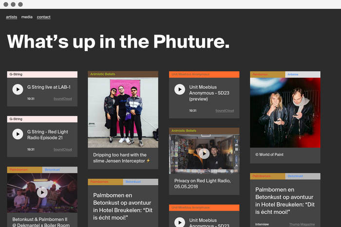 All the latest music, pictures and publications by the artists can be found on the media page.