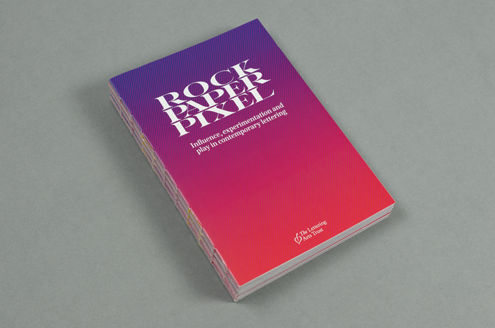 Stack of three catalogues showing the edge binding, title lettering by Mark Noad.