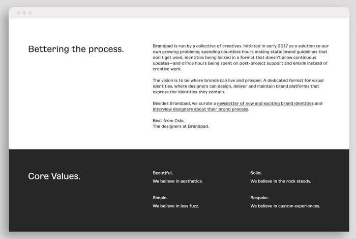 Brandpad’s website typeset in Gangster Grotesk (week one)