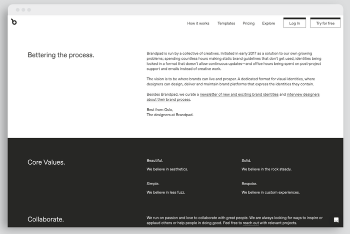 Brandpad’s website typeset in Favorit (week four)