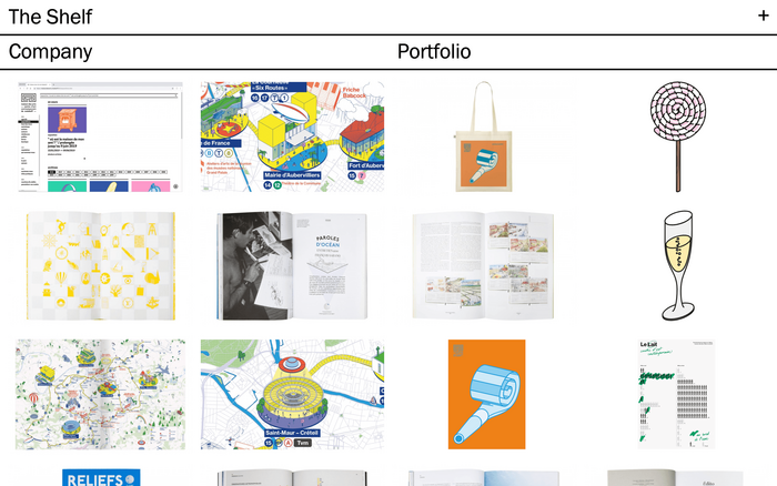 Homepage, displaying a random selection of works.