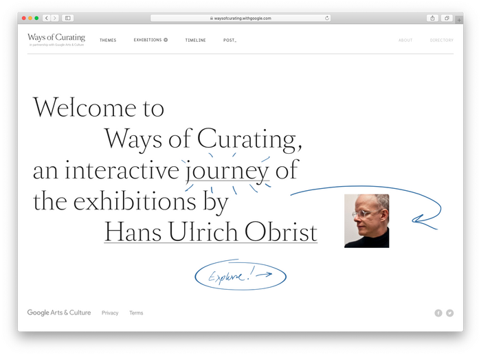 Hans Ulrich Obrist: Ways of Curating website 1
