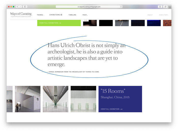 Hans Ulrich Obrist: Ways of Curating website 2