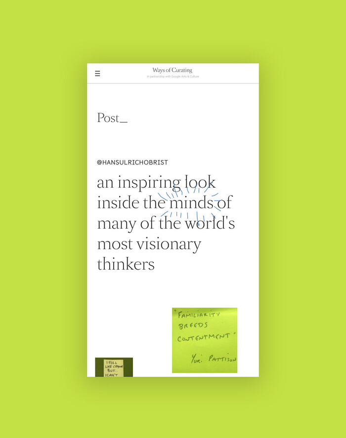 Hans Ulrich Obrist: Ways of Curating website 7