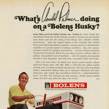 “What’s Arnold Palmer doing on a Bolens Husky?” ad, Bolens logo (1967)
