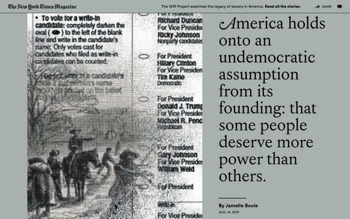 The New York Times Magazine, The 1619 Project issue 2019, online edition by The New York Times 4