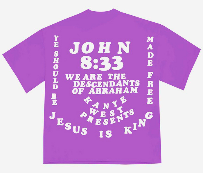 T-shirt with bible quotes in  Italic, by Kanye West x Cactus Plant Flea Market